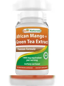 Best Naturals African Mango with Green Tea 1400 mg per Serving - 120 Vegetarian Capsules