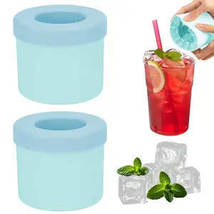2 Pack Cylinder Silicone Ice Cube Molds, Mini Ice Cylinder, Ice Cube Tray, Small Ice Cube Trays, Pebble Ice Tray, Easy-Release Ice Cube Trays for Cocktails, Whiskey, Coffee, Drinks, Portable Ice Bucket Maker Cup with Squeeze Design, 60 Pcs Ice Cubes
