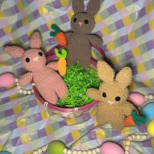 Little Crocheted Bunny Holding Carrot -Perfect for Easter Gifts