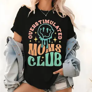 Overstimulated Shirt Women Mental Health Awareness T-Shirts Anxiety Tees Oversized Overstimulated Mom Short Sleeve Tops