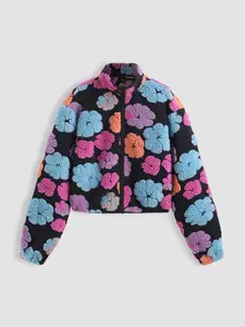 Cider Oversized Floral Teddy Fleece Jacket