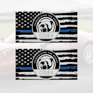 2counts Patriotic Thin Blue Line & American Flag Vinyl Sticker, Matte Self-Adhesive Sticker For Cars Car Window Truck Bumper Decoration, Durable Outdoor Use, Vinyl Decal, Car Decals, Car Stickers, Automobile Decals, Car Decorations
