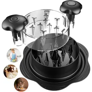 7 inch Small Chicken Shredder, 6.49” Mini Visible Meat Shredder Tool Twist for Kids and Pet Lover, Food-Grade Safe Cooking Tools for Dog and Cat Food Meal Prep(Black)