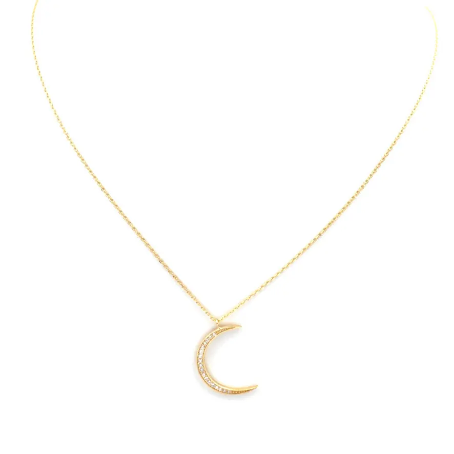 Crescent Moon Jeweled Necklace