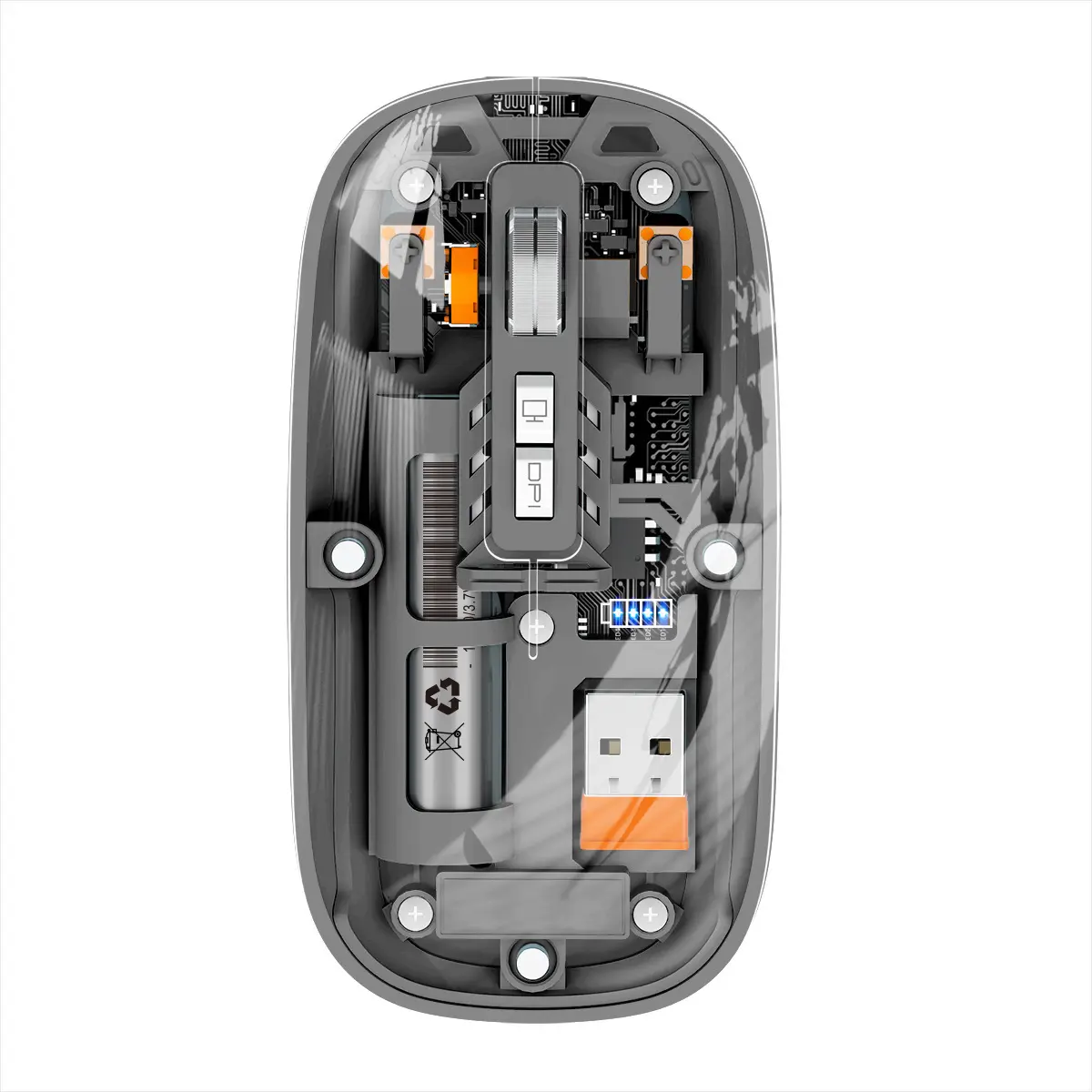 Transparent Crystal Magnetic Wireless Bluetooth Mouse Charging Silent Three-Mode Mouse Cute Office Mouse