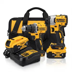 Brushless Percussion Drill and Impact Screwdriver Combo - DCF805 Drill + DCF850 Screwdriver for Tools & Hardware, Hand Tools Use, type-c rechargeable, Large Yellow and Black Tool Organizer