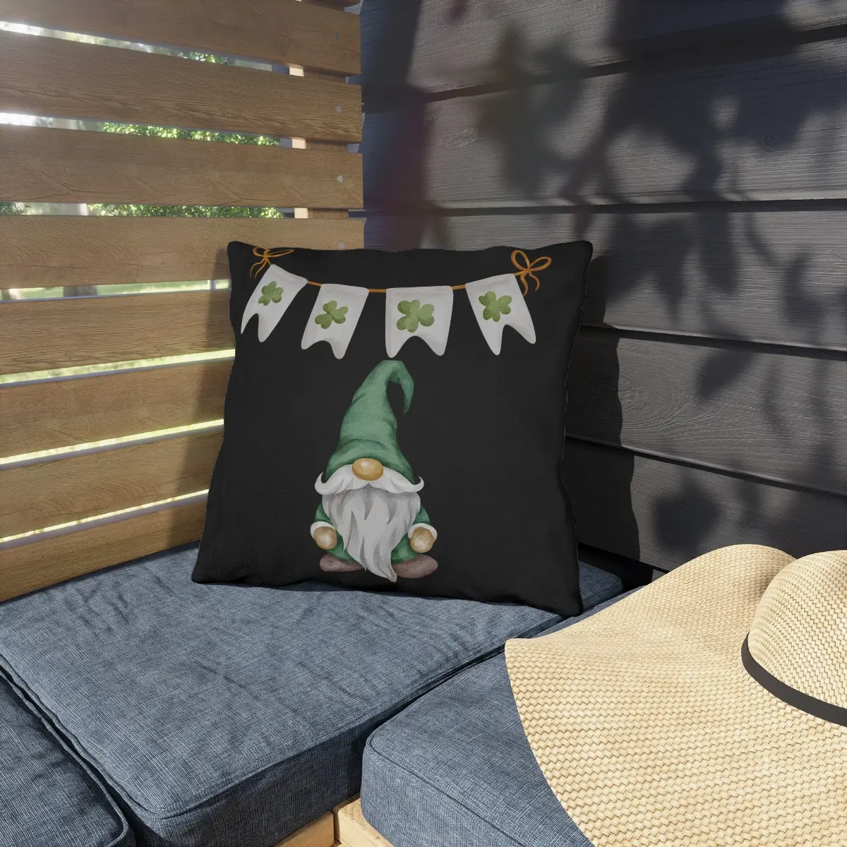 St. Patrick's Day Outdoor Pillows, Gnome Holiday Patio Pillow