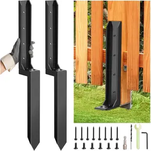 2 Pcs Heavy Duty Fence Post Repair Kit Fence Post Anchor Ground Stakes for Repairing Tilted Broken Wood Support