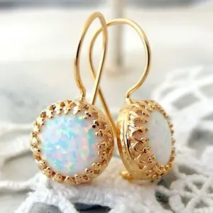 Chunky Hoops Gold Plated Opal Earrings Earrings Contracted Show Temperament Zircon Earrings Birth Month Flower Earrings