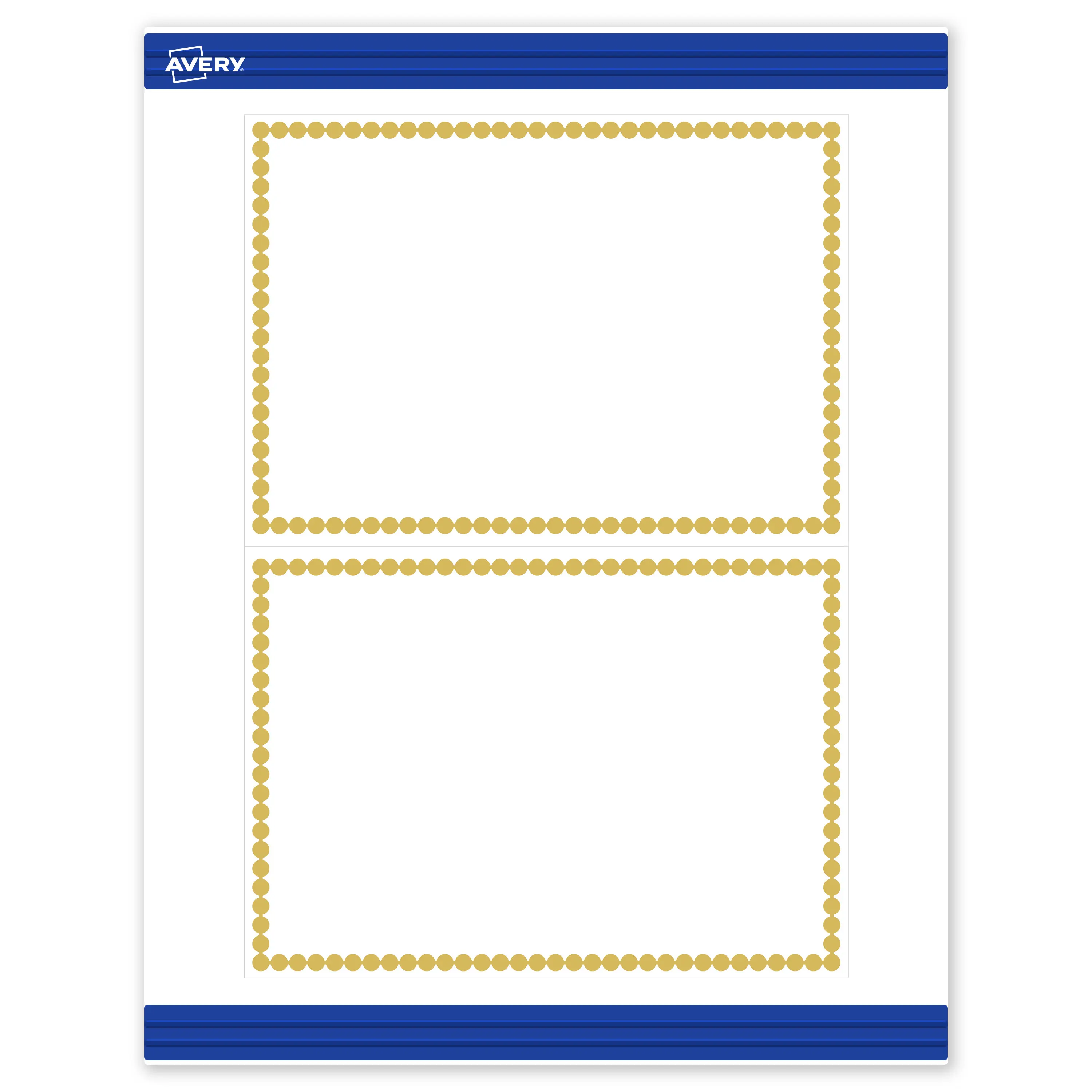 Avery Printable Rectangle Invitation Cards, 5" x 7", Matte White, Pre-printed Gold Beads Design, Sure Feed Technology, Laser & Inkjet Compatible, 40 Total