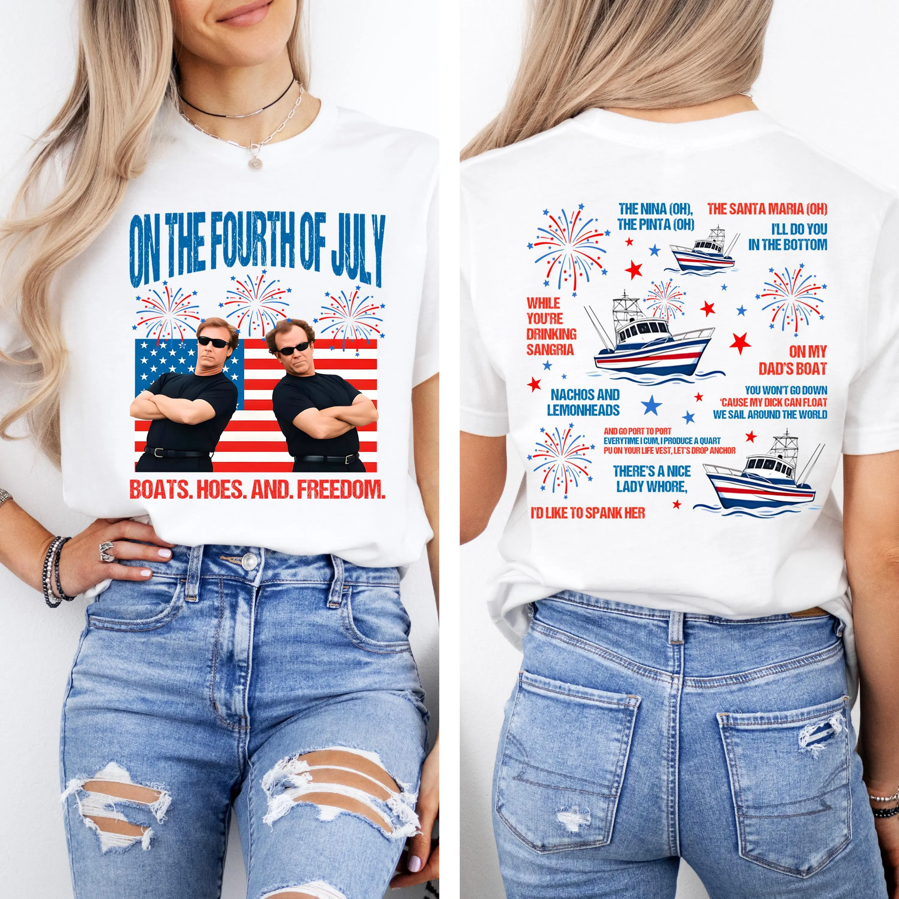 Step Brothers Brand On The Fourth Of July Shirt, Boats Hoes And Freedom Parody Shirt, Funny 4th Of July Tee, Boats Hoes And Freedom T-Shirt