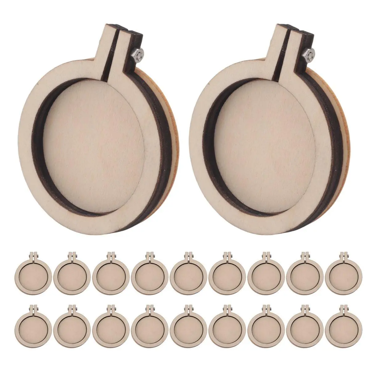 20 Pack Mini Embroidery Hoop Wooden Round Crossing Hoop Wood Hoops Display Frame Circle for DIY Crafts