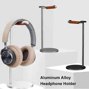 Aluminum Leather Headset Stand, Vertical Mount for Gaming Desk, Durable and Stylish Design, Ideal for Esports and Internet Cafes