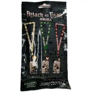 Set of 4 Attack on Titan Lanyard Blind Bag with Charm and  Art Card - Perfect Accessory for Fans