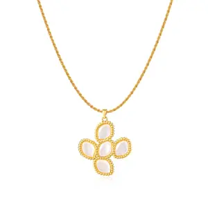 TEWIKY 14K Gold Plated 1.5mm Imitation Rope Chain 34*35mm Bordered Shell Cross Necklace, Jewelry Necklace, Summer Beach Fashion Accessory, Gift for Friends