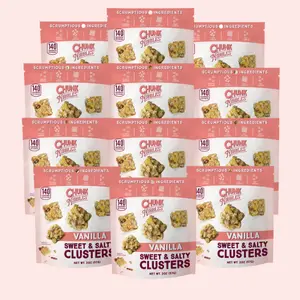 Chunk Nibbles Vanilla Snack Clusters | 12 Pack | 2oz Bags | Sweet & Salty Cluster Bites