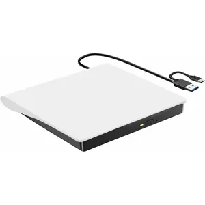 External DVD Drive, Portable Type-C USB 3.0 DVD CD Drive Player DVD/CD +/-RW ROM Reader Rewriter Burner for Laptop MacBook Pro Desktops (White)
