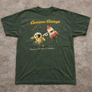 Retro Monkey Curious George Space Mission Graphic Shirts, Vintage Cartoon Style Tee, Unisex Hoodie Sweater Comfort Colors