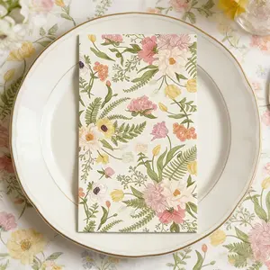 20 pieces of vintage floral party napkins, featuring designs of pink peonies, silver lilies, tulips, and poppies, are perfect for spring parties, afternoon tea, garden parties, Mother's Day gatherings, and wedding season table decorations.