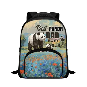 Animal Print 12 Inch Bookbag with Internal & Front Pocket Panda Backpack for Boys Girls Lightweight School Backpack Large Capacity Padded Back Kids Casual School Bag