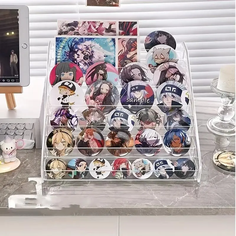 Multifunctional Display Stand with Xiaomi Badges, Anime Pendants, Transparent Sorting Rack, Multi-Layer Baking Paper Storage Shelf