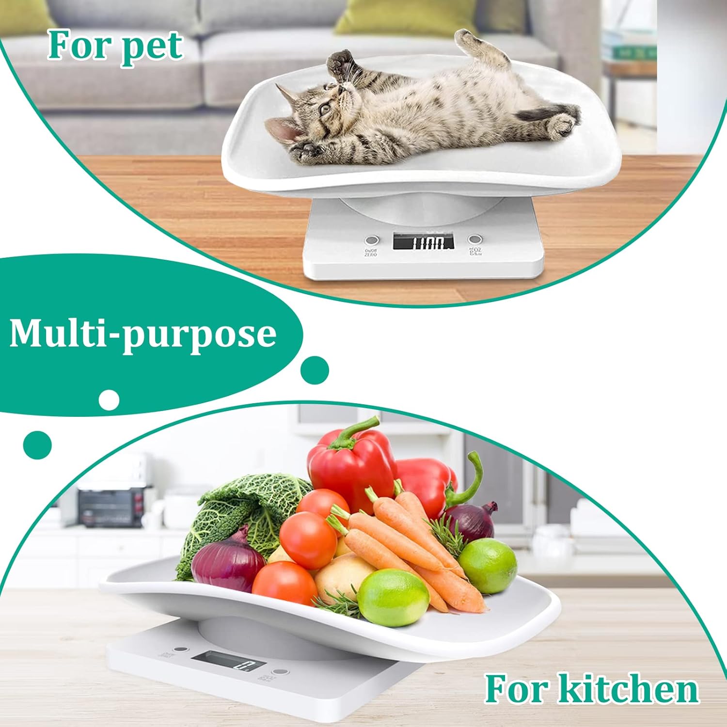 Digital Pet Scale for Small Animals, 33lb/15kg Pet Weight Scale with 1g Precision, LED Display, Puppy & Kitten Scale, Reptile, Guinea Pig & Rabbit Scale with Tare Function for Home & Vet