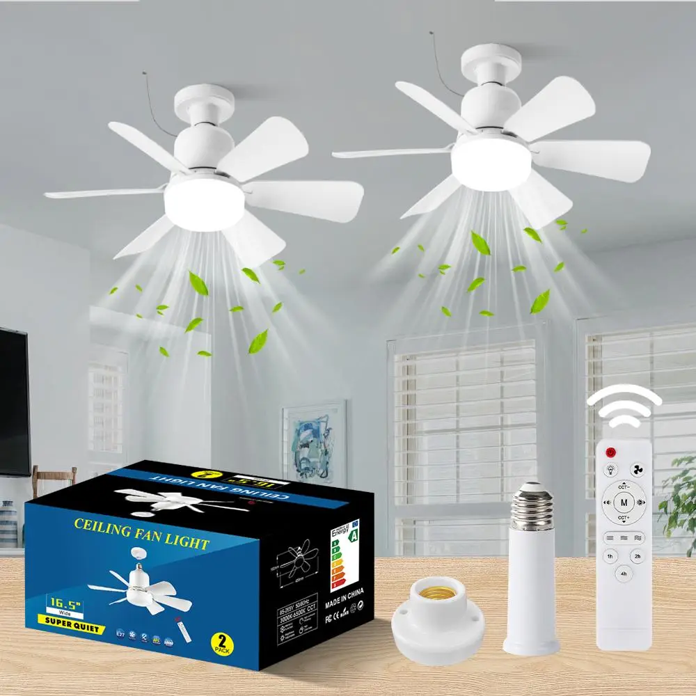 Remote Control Ceiling Fan with LED Room Lights for Bedroom, 30W LED Fan Lamp with Pure Copper DC Motor, Indoor Cozy Lighting for Home Decor, Quiet Di