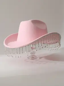 Party bride Wedding cowboy hat, music party jazz hat, felt western cowboy hat, Cowboy Style Hat, Accessories