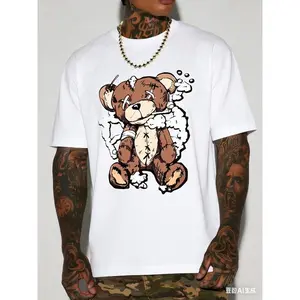 Manfinity Dauomo Men's Bear Print Round Neck Short Sleeve T-Shirt