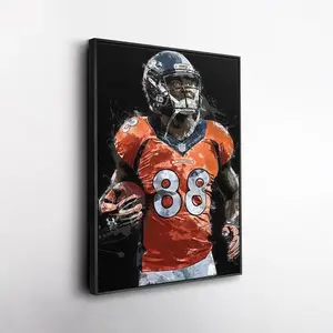 Demaryius Thomas Poster - Denver Broncos Football Wall Art, Fan Room or Man Cave Decor, Watercolor Style Poster [UNFRAMED - PRINT ONLY]