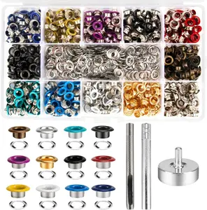 600Pcs 3/16 inch Metal Grommets Kit,Multi-Color Grommets Kit,Metal Eyelets Set with 3 Pieces Installation Tool and Storage Box for DIY Shoes Clothes Crafts Bag summervibes