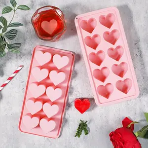 1pc/3pcs Ice Cube Mold Set, 10-Hole Heart-Shaped Ice Tray, Pink Silicone Ice Mold, Whiskey-Friendly, Easy Demolding, Reusable, Food-Grade Material, Home Bar Accessories, Suitable for Easter Parties