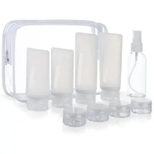 17 Pack  Travel Bottles Kit for Toiletries, TSA Approved Travel Size Portable Refillable Pouch Containers Leak Proof Accessories Essentials Set for Shampoo Conditioner Lotion White