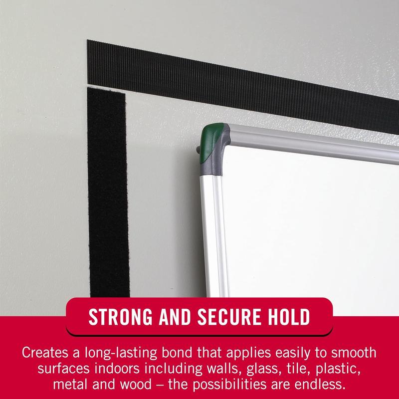 – 30 ft Sticky Back Hook and Loop Fasteners – Peel and Stick Permanent Adhesive Tape Keeps Classrooms, Home, and Offices Organized – Cut-to-Length Roll | 3/4 in Wide | Black, (91137)