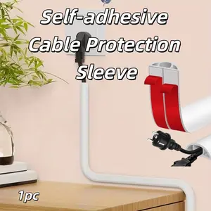 1pc 3Meters Flexible Self-adhesive Cable Protection Sleeve, Self-Adhesive Curved Wire Cover for Floor Wiring, Suitable for Home Use to Prevent Tripping Safety