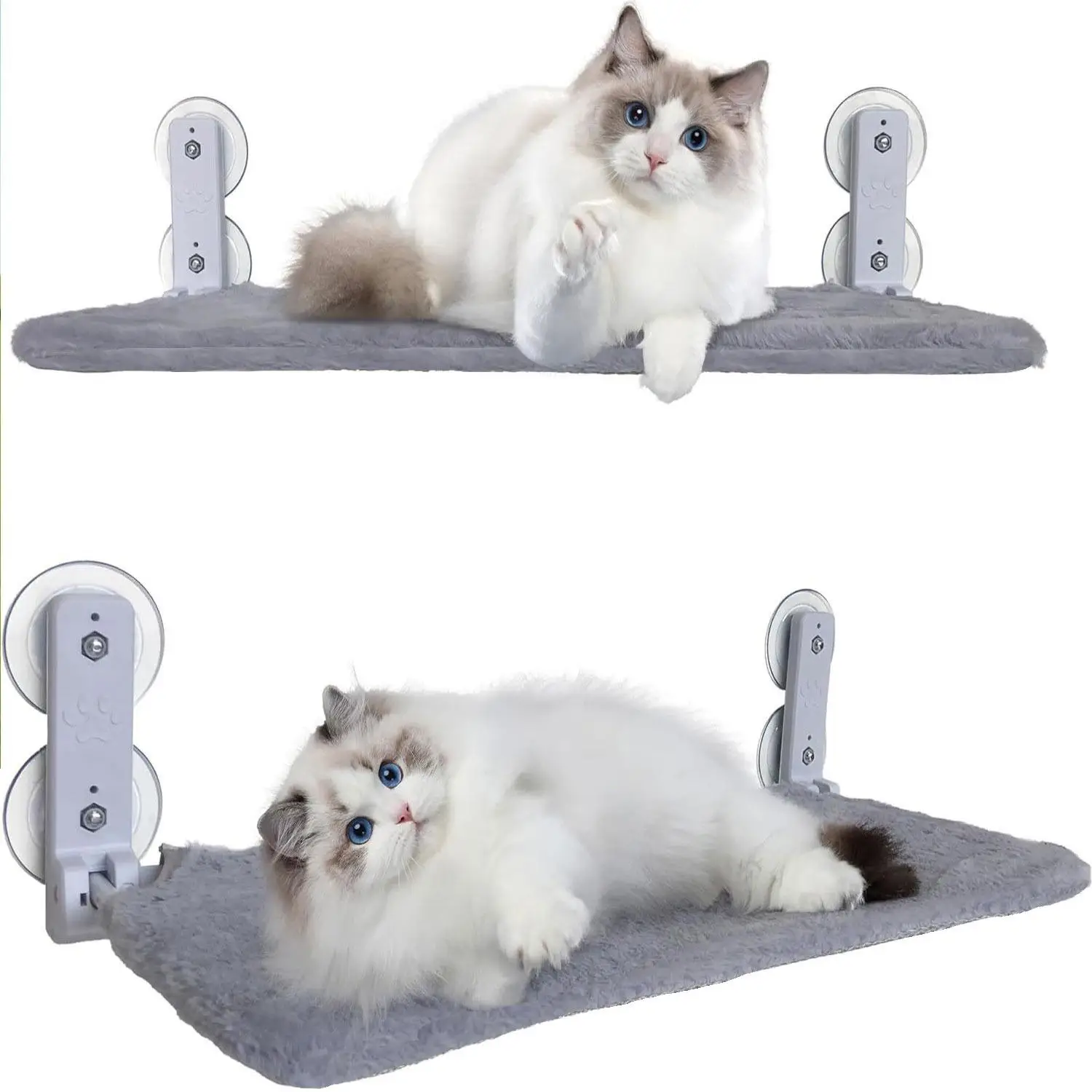 Cordless Cat Window Perch, Cat Hammock, Strong Metal Frame, 4 Suction Cups, Cozy Sunbathing Spot, Foldable for Space Saving, Easy to Install, Pet Hamm