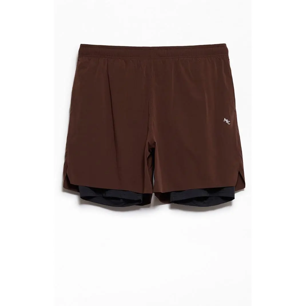A.R.C. Men's Active Brown Standard 2-In-1 Shorts