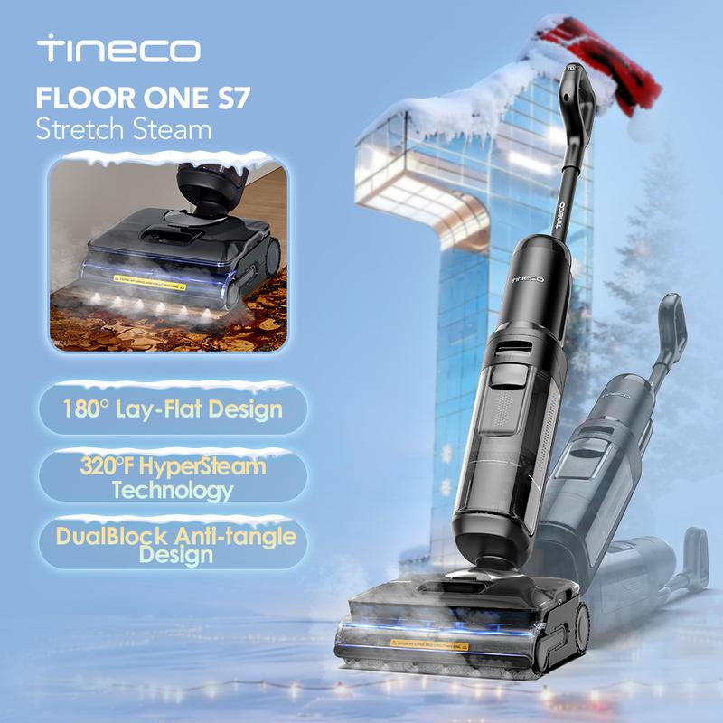 Tineco Floor One S7 Stretch Steam Cordless Wet Dry Vacuum Steam Mop All-in-One, 320℉ HyperSteam, 180° Lay-Flat, Anti-Tangle Design, FlashDry Self-Cleaning, Up to 75 Min Runtime