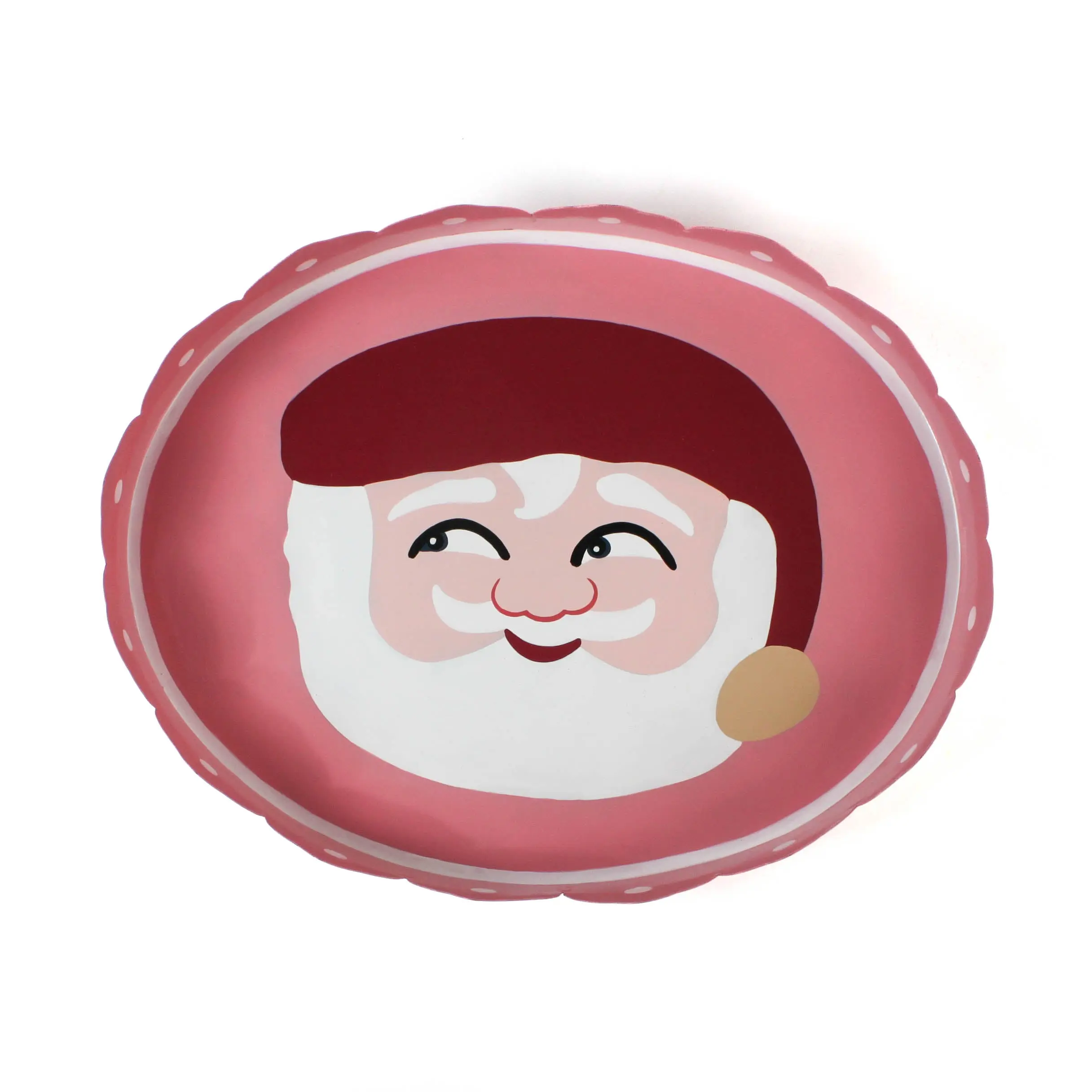 Hand-Painted Tole Metal Christmas Santa Tray