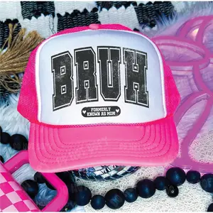 Bruh Neon Pink & White Trucker Hat