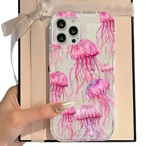 Jellyfish Pattern Phone Case, Decorative Phone Protector Cover, Phone Accessories Compatible with iPhone 11 12 13 14 15 16 Pro Max/Pro/Plus Protection Protective Cellphone Smartphone Casing Shockproof Multicolor