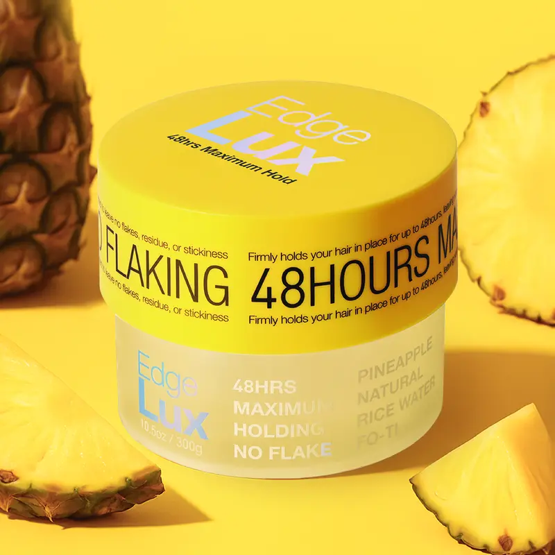 Lux Collection Edge Lux 48 Hour Maximum Hold Edge Tamer Pineapple Scented Conditioning Gel for Strong Lasting Hold No Flaking Moisturize Haircare