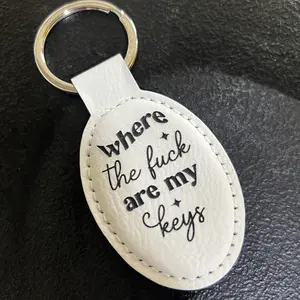 Funny laser engraved leather keychains