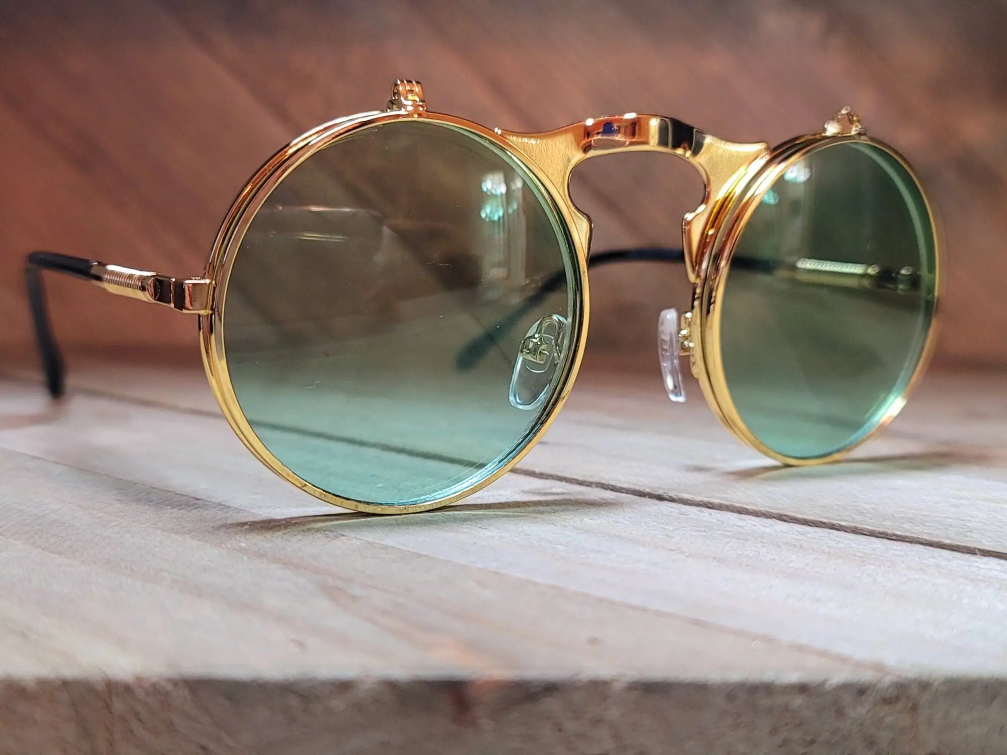 Steampunk Goggles Glasses Round Sunglasses Emo Retro Vintage Flip Up