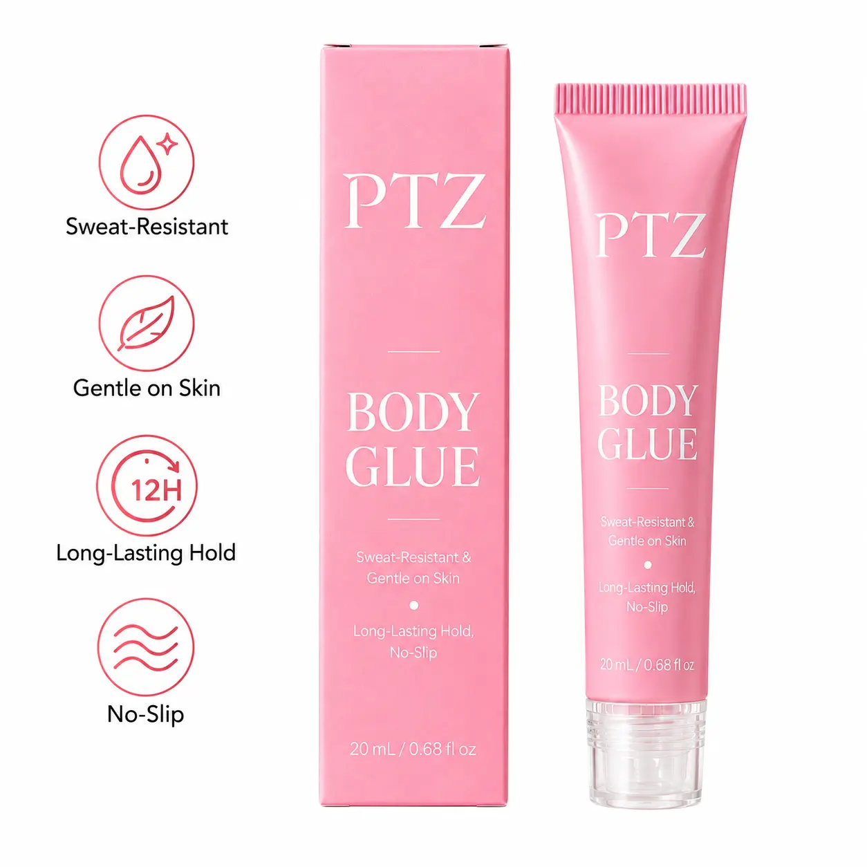 20ml Skin-Safe Body Adhesive Glue for Clothes, Sweat-Proof Water-Washable Fabric-Safe Liquid, Tube Pack for Stage Wear, Dancers, Extensions Hair, Hair Piece