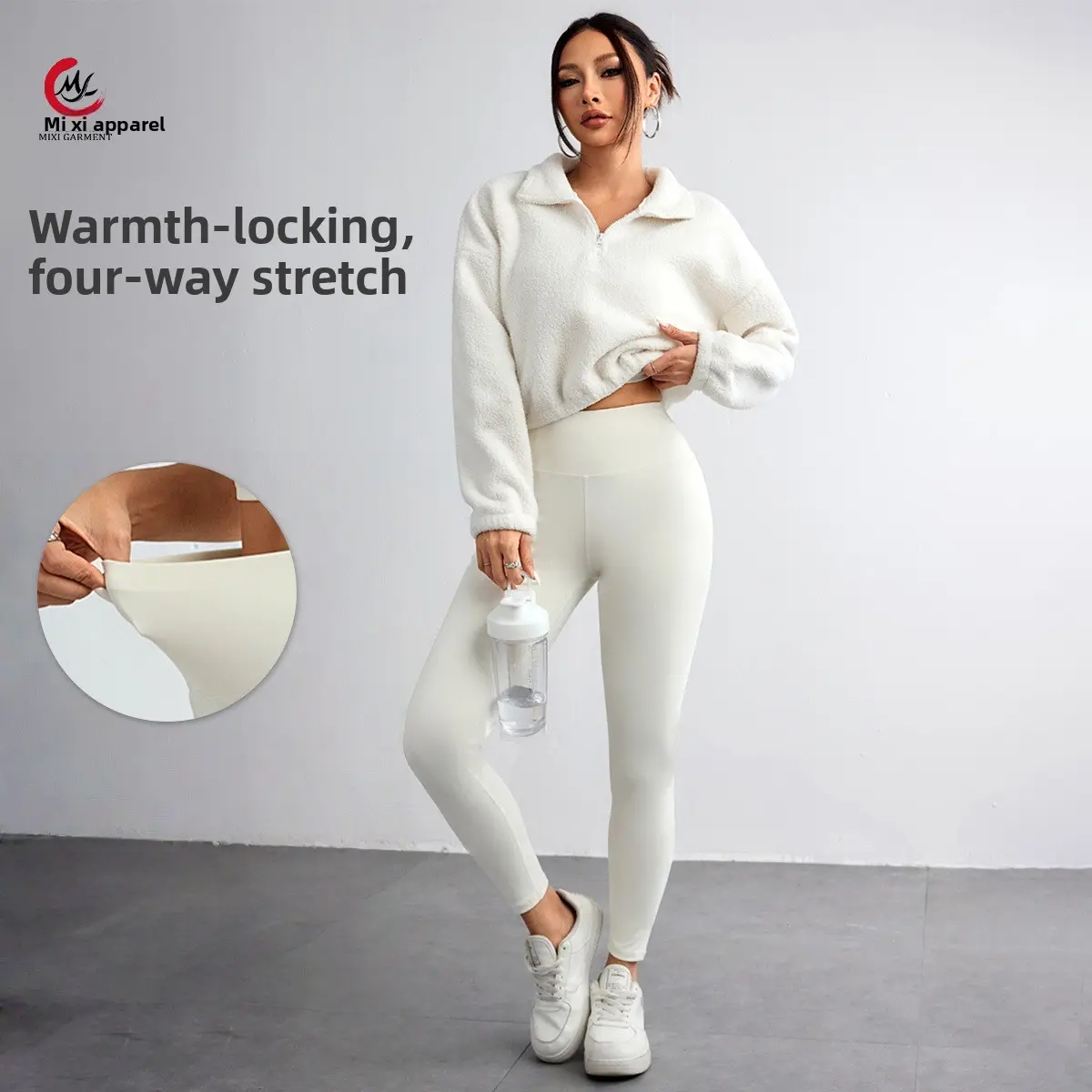Women's sports suit plush sweater yoga suit outdoor leisure sports fashion and comfort three-piece set fashionable activewear la dancers outfits Waisted High Leggings Capri sporty breathable comfortable bra sweatshirt Shirt Dry  marathon clothing women