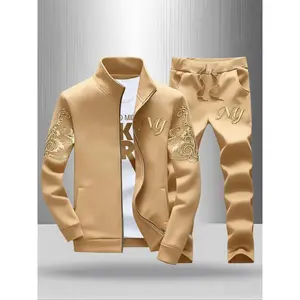 2-piece set, new unisex casual sports zip-up jacket long-sleeve sweatshirt set, 3D printed casual sports long-sleeve sweatshirt and casual pants set