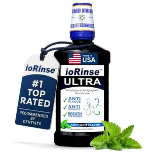 ioRinse Ultra Periodontal Rinse & Gum Mouthwash, Alcohol Free Mouth Rinse for Gum Disease, Fights Gingivitis, Plaque & Bad Breath, Bleeding Gums mouthwash with Molecular Iodine & Xylitol, 1L