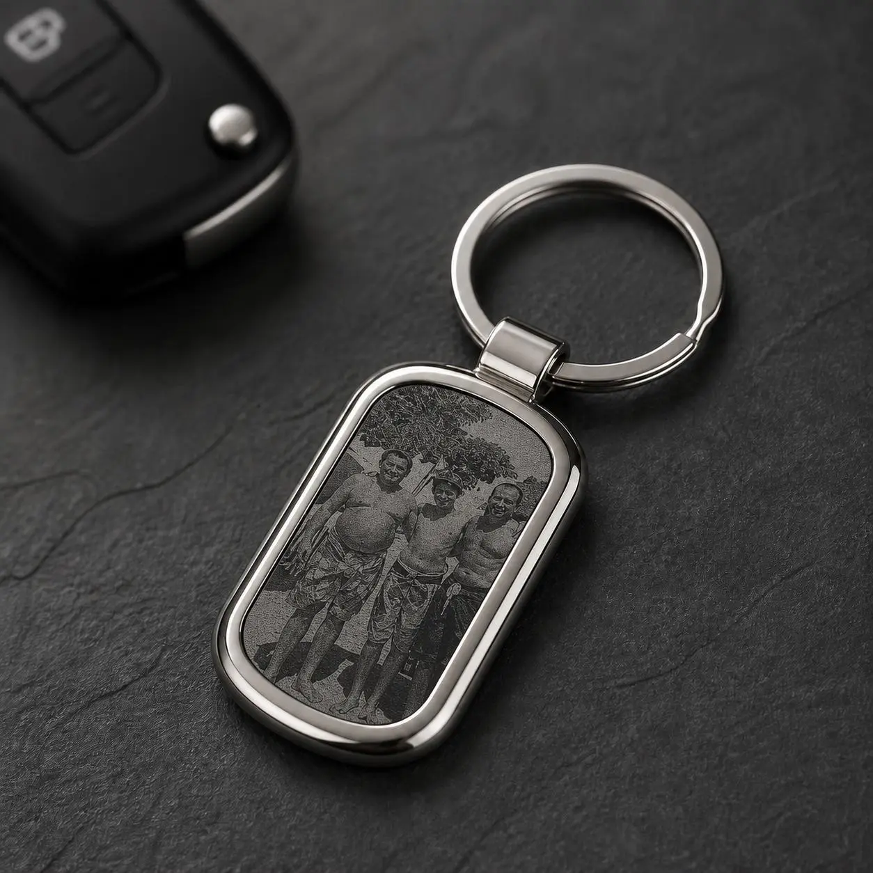 Photo Keychain, Custom Engraved Picture Keychain, Personalized Metal Keyring