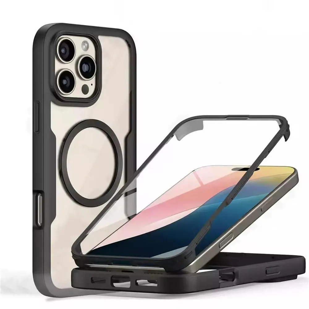 Magnetic For Magsafe 360 Full Body Front+Back Clear Case For iPhone 17 16 15 14 13 Pro Max Plus Silicone Bumper Shockproof Cover